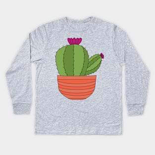 Cute Cactus Design #40: Big And Sideways Cactus Kids Long Sleeve T-Shirt